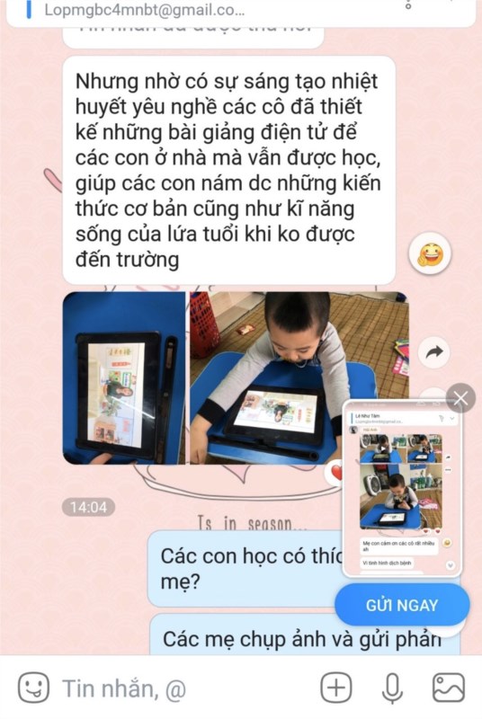 Thông tin phản hồi của phụ huynh sau khi cho trẻ học trực tuyến - trường mầm non bát tràng